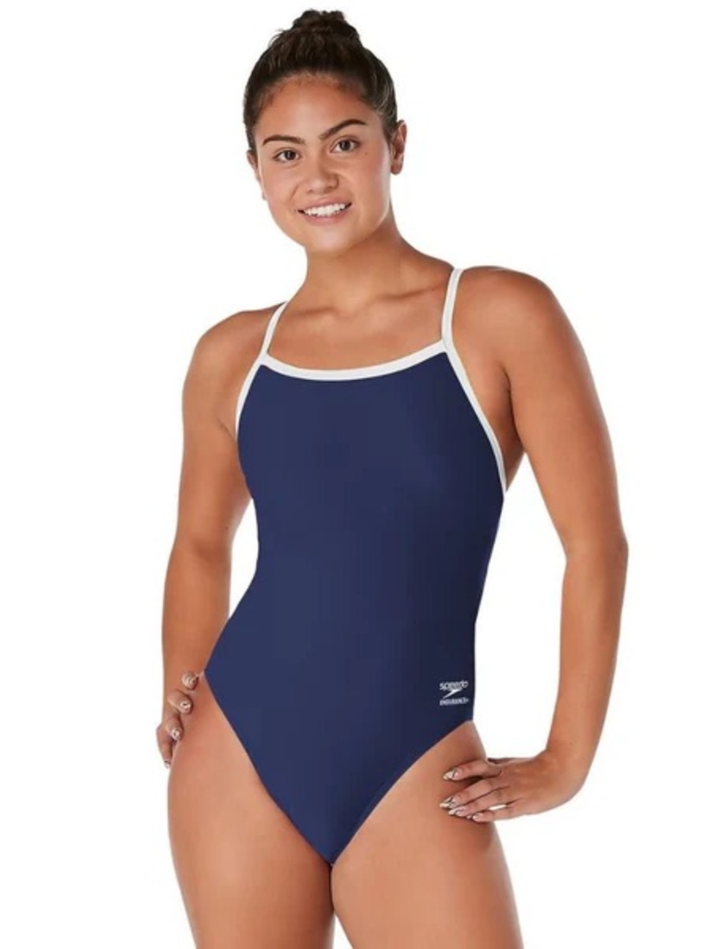 Speedo Navy One-Piece Swimsuit with White Trim